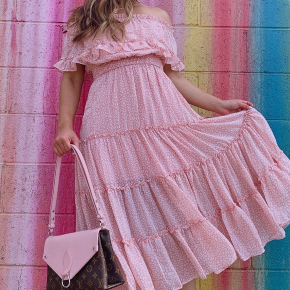 Off The Shoulder Midi Dress cheetah print - Picture 3 of 3